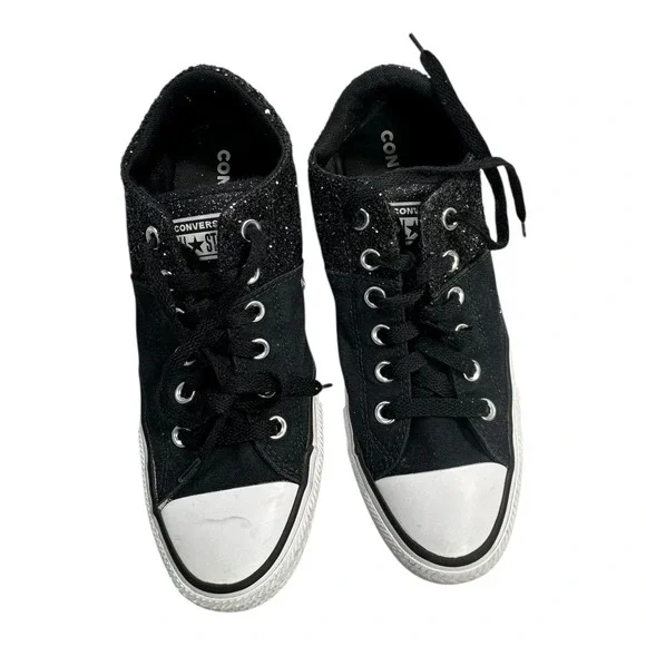 Converse Chuck Taylor All Star Low Top‎ Glitter Black Sneakers Women US 7 - Picture 8 of 12